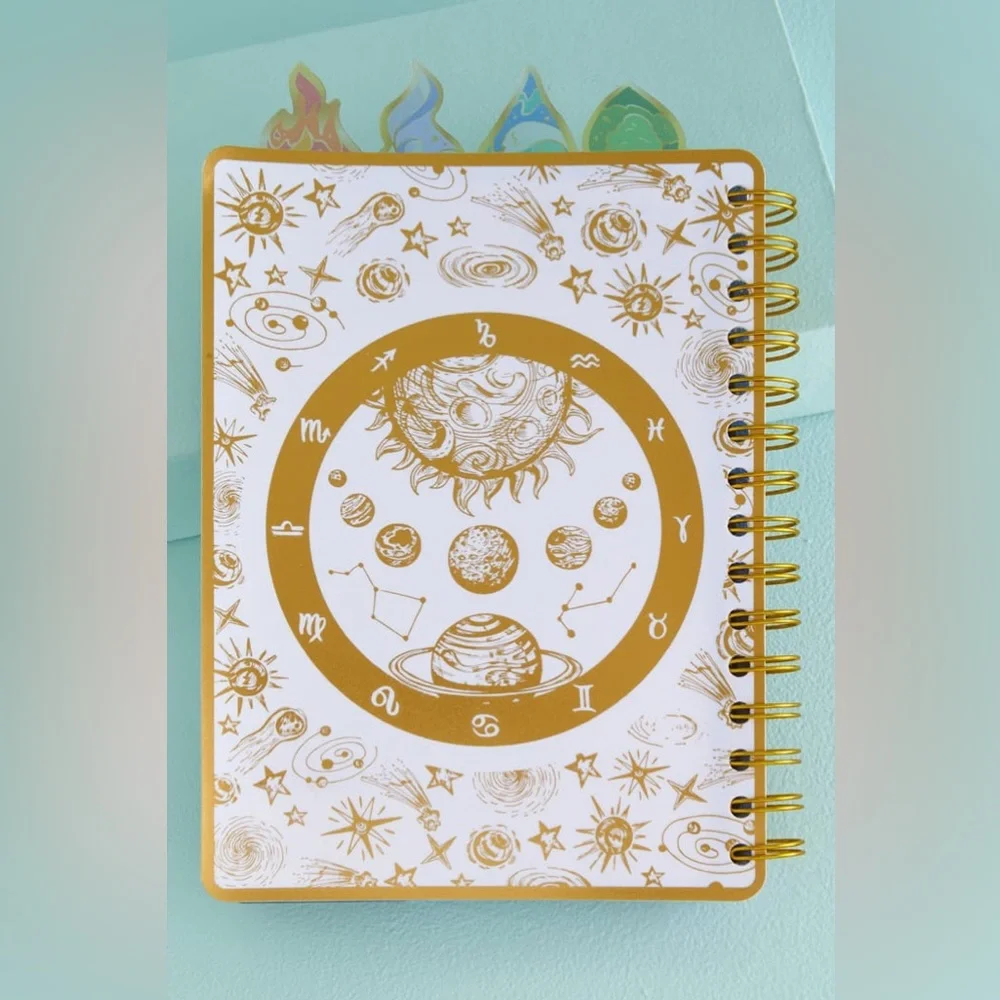 Celestial Spiral Zodiac Elements Tab Journal Notebook